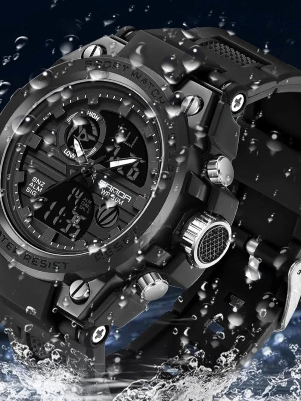 Men's Digital Sports Watch, LED Display,Shockproof, Military, Waterproof